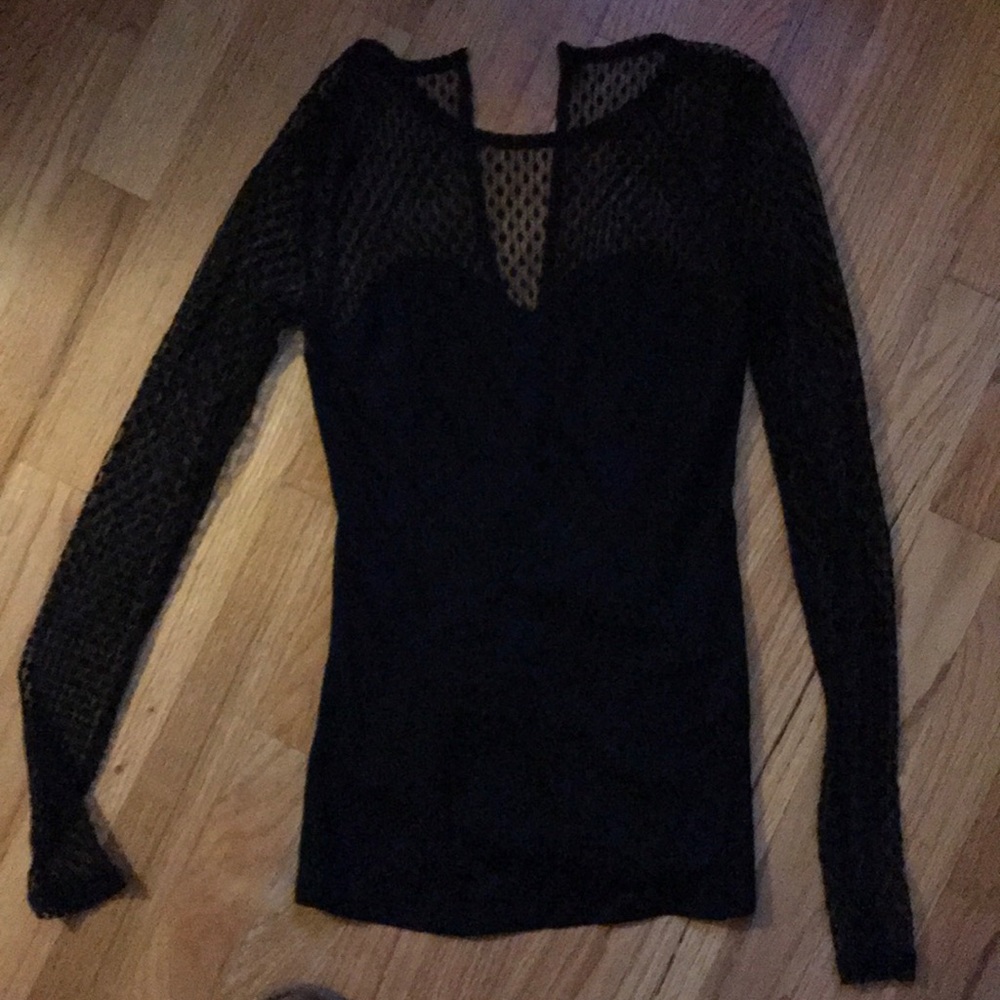 Black lace long sleeved top